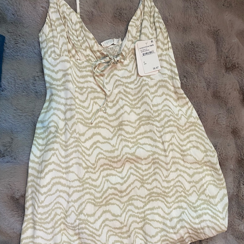 Stylish Cream and Gold Patterned Mini Dress